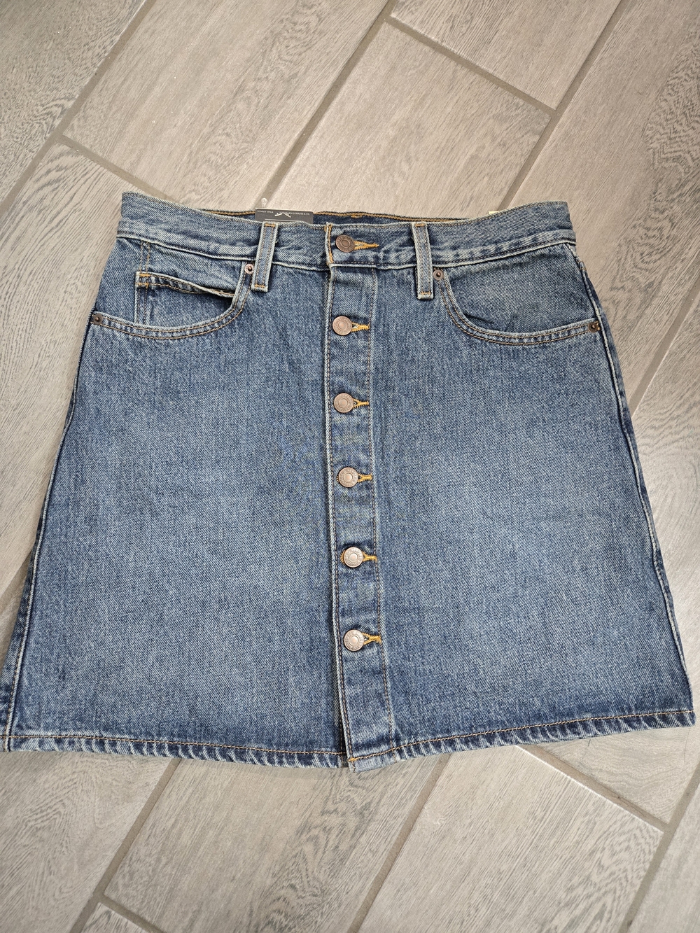 Levi's Button-Front Denim Mini Skirt in Medium Blue